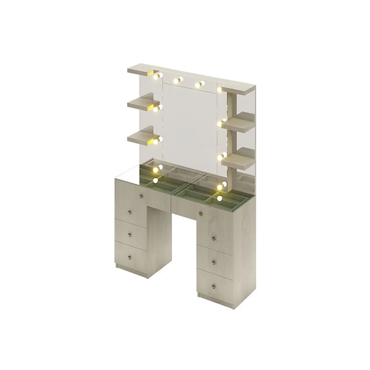 BARAKA HOME - Tocador Organizador Aster Con Espejo Despegable - Polar