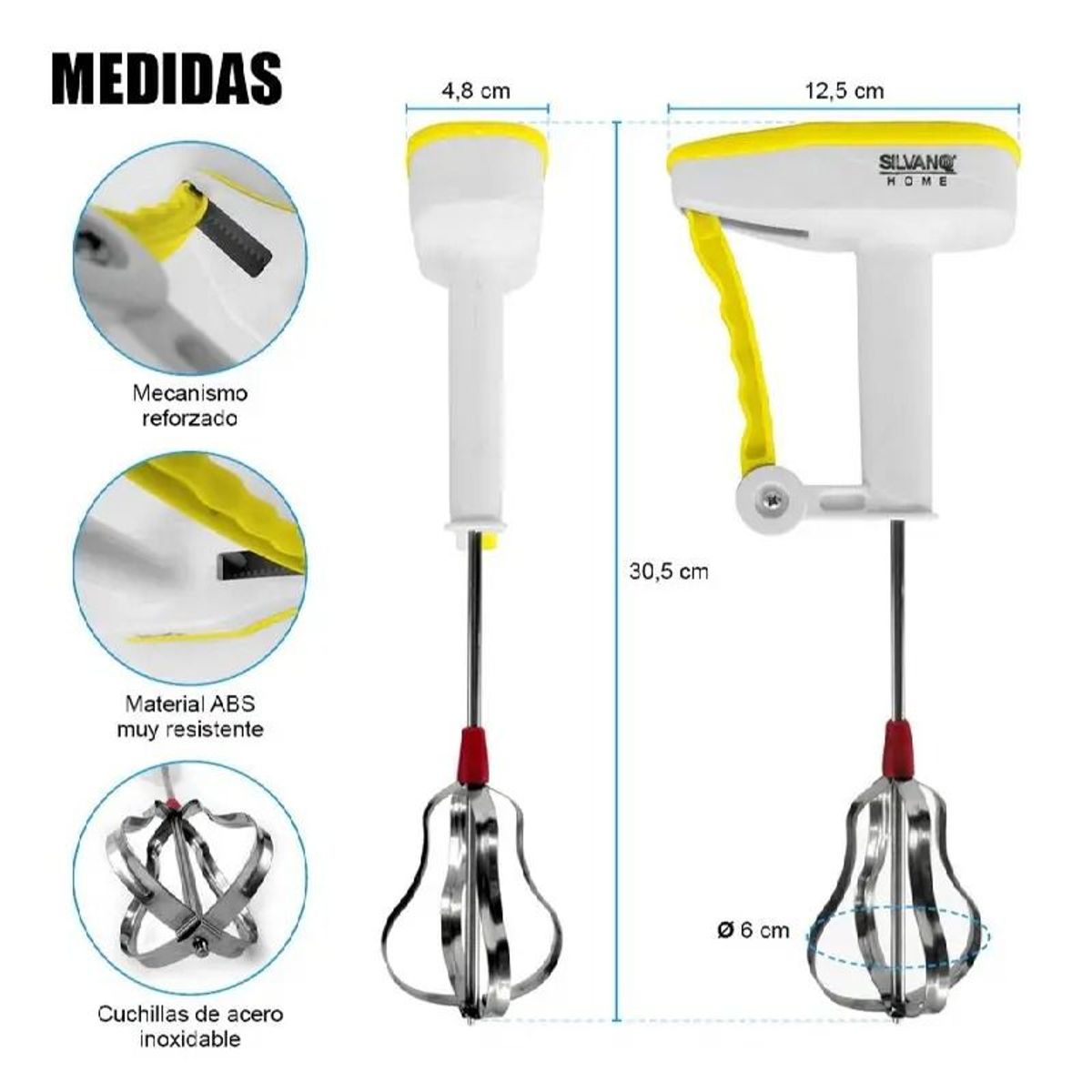 OEM - Batidora Manual de Gatillo Mecanico Ergonomico para Batir Huevos