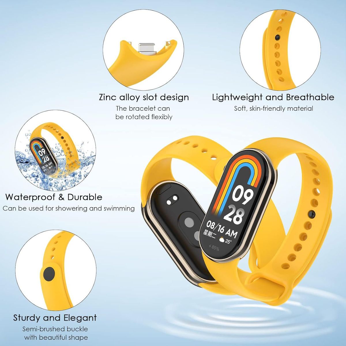 GENERICO - Correa Compatible con Xiaomi Mi Band 8 Amarillo