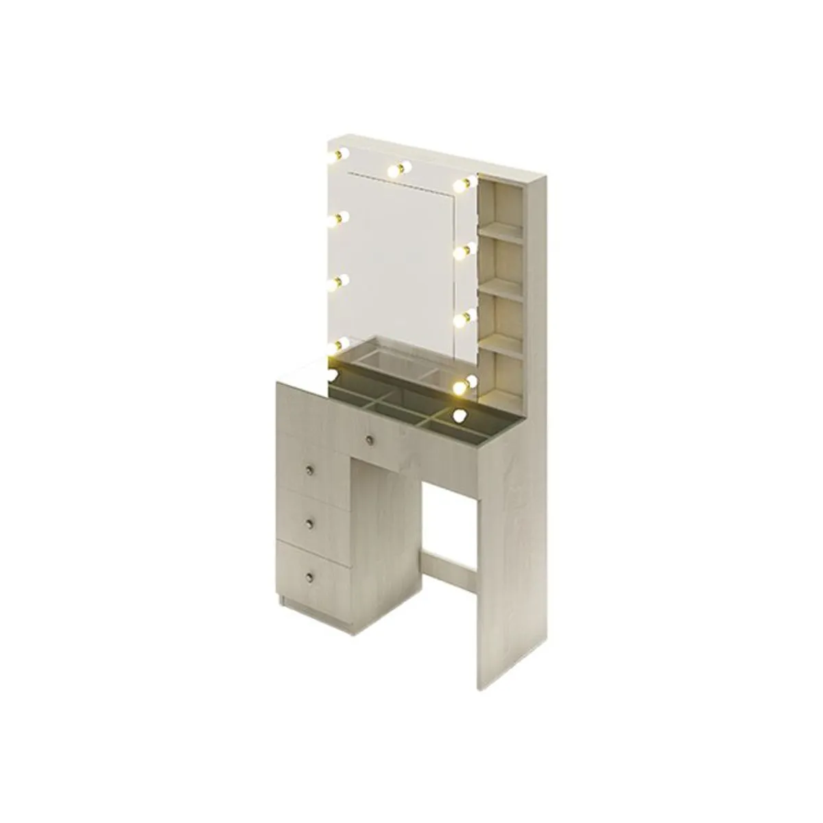 BARAKA HOME - Tocador Organizador Cassia Con Espejo Despegable - Polar