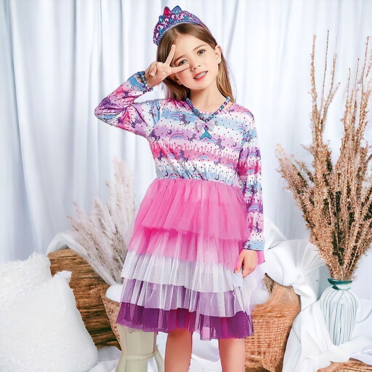 GENERICO - Vestido de Niña   - Diseño Unicornio