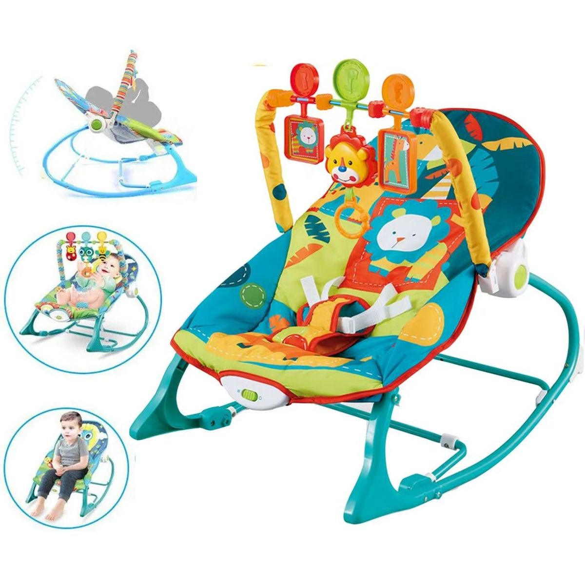 GENERICO - Silla Mecedora Vibradora Musical ROCKER Safari