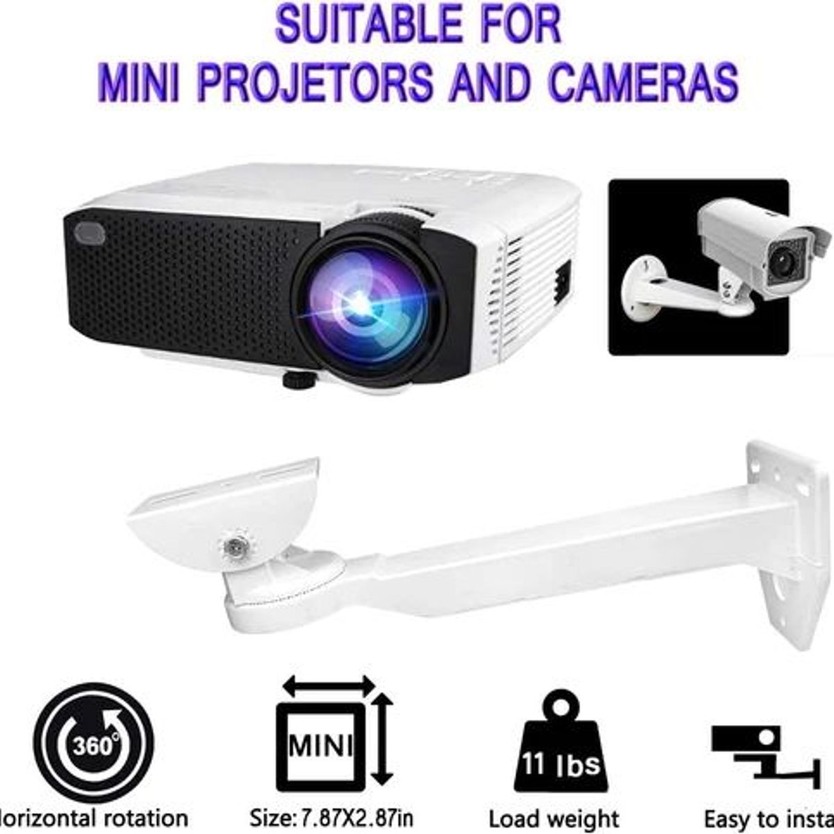 GENERICO - MONTECH - Soporte para Mini Proyector Cámara de Vigilancia CCTV- 28 cm