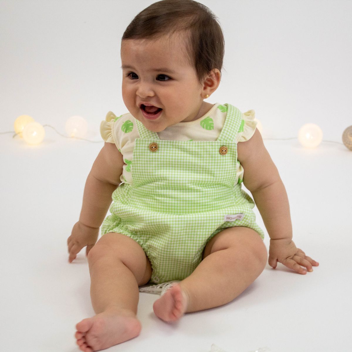 WAWA PIMA - OVEROL BOMBACHO CUADRIVERDE, PARA BEBÉ 100%  ALGODÓN PIMA