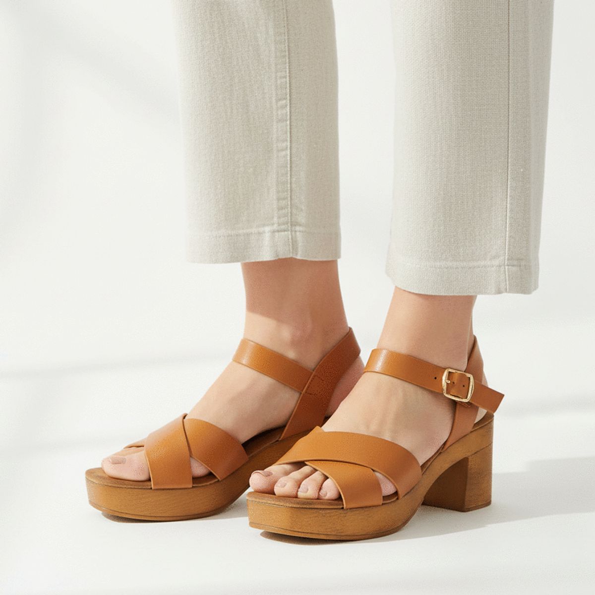 IMPULS - Sandalias con Taco Mujer Impuls Isadora02 Caramelo