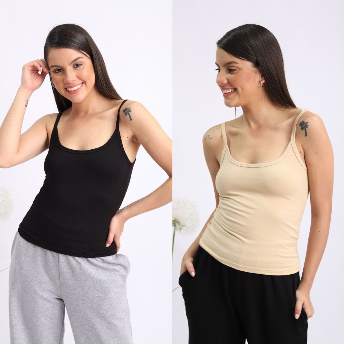 OSHIK - BIPACK TOPS NEGRO Y BEIGE