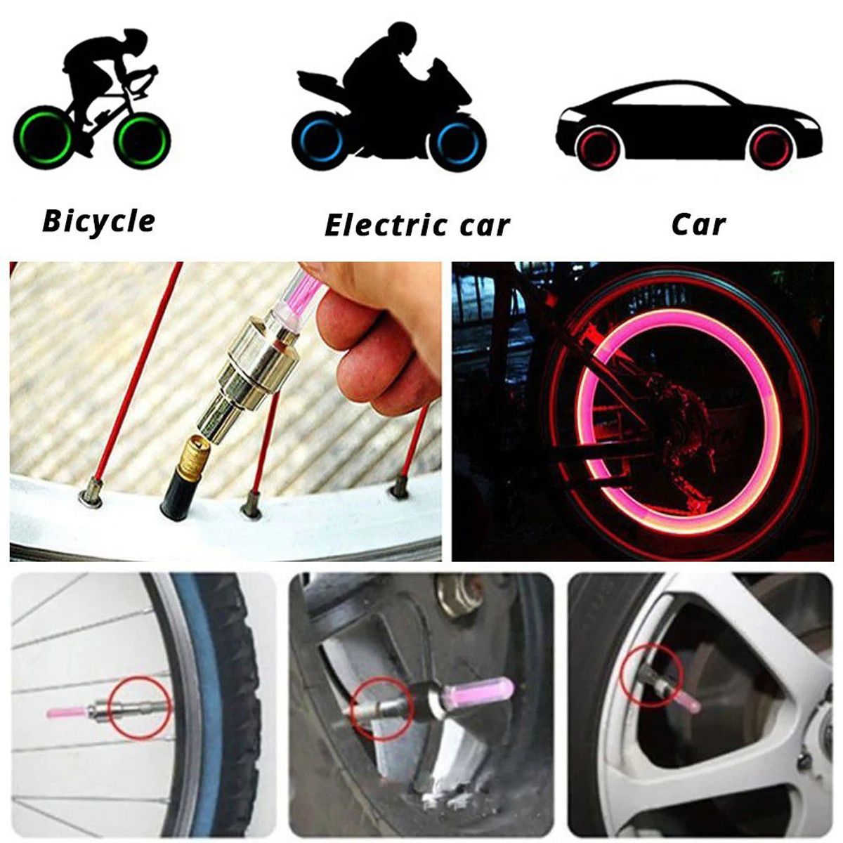 GENERICO - Tapa De  Piton Llanta Luz Led Universal Auto Camioneta Moto