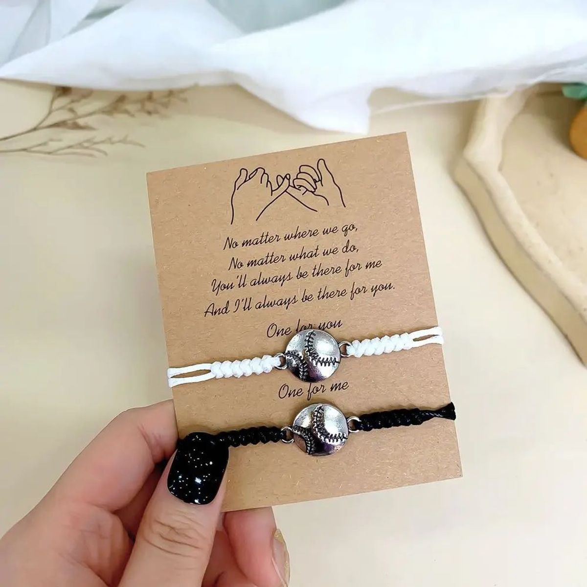 GENERICO - Set x 2 pulseras pelota de béisbol para mejores amigos o parejas