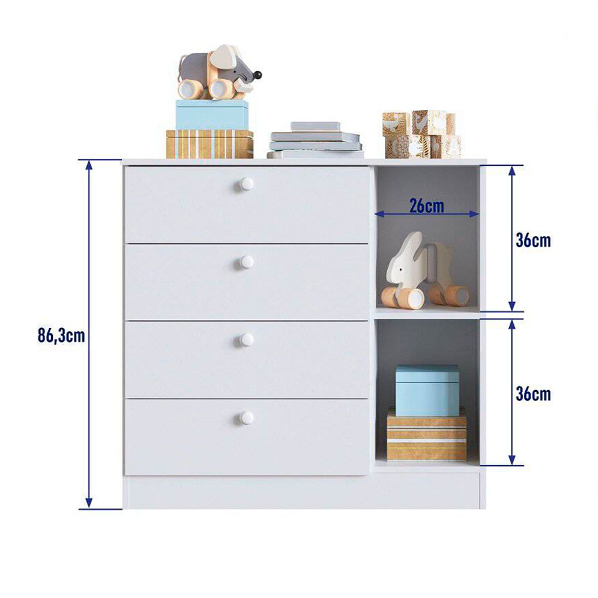 TU MESITA - Cómoda New Baby Blanco 4 cajones