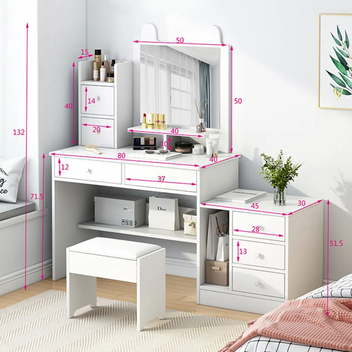 TU MESITA - Tocador con Velador Moderno Xime Blanco