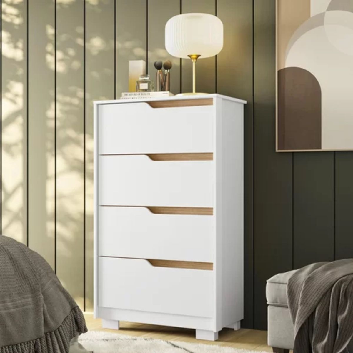 TU MESITA - Cómoda funcional 4 cajones Falcon color Blanco TU MESITA