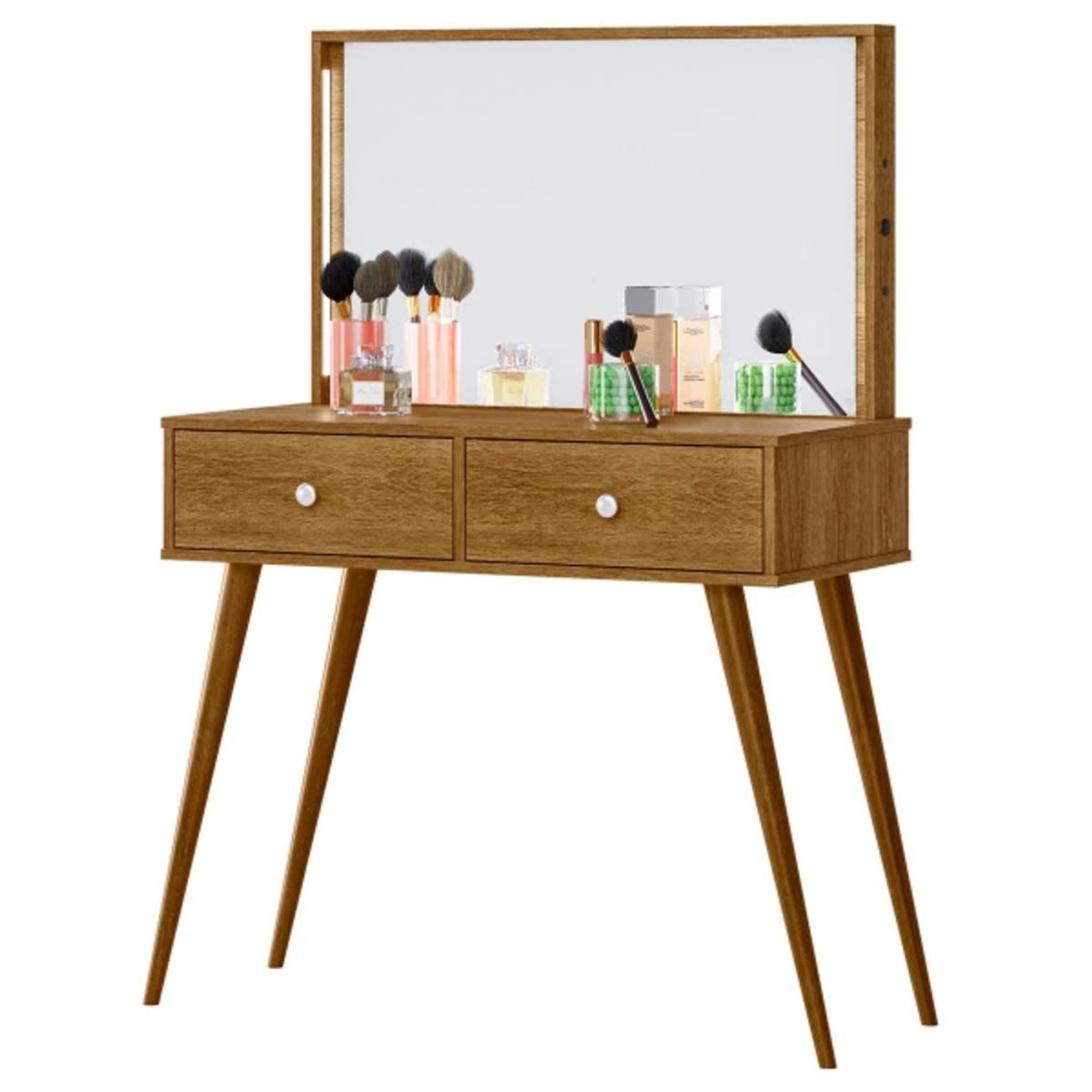 TU MESITA - Tocador Vintage clásico 2 cajones + espejo Chester color Duna TU MESITA