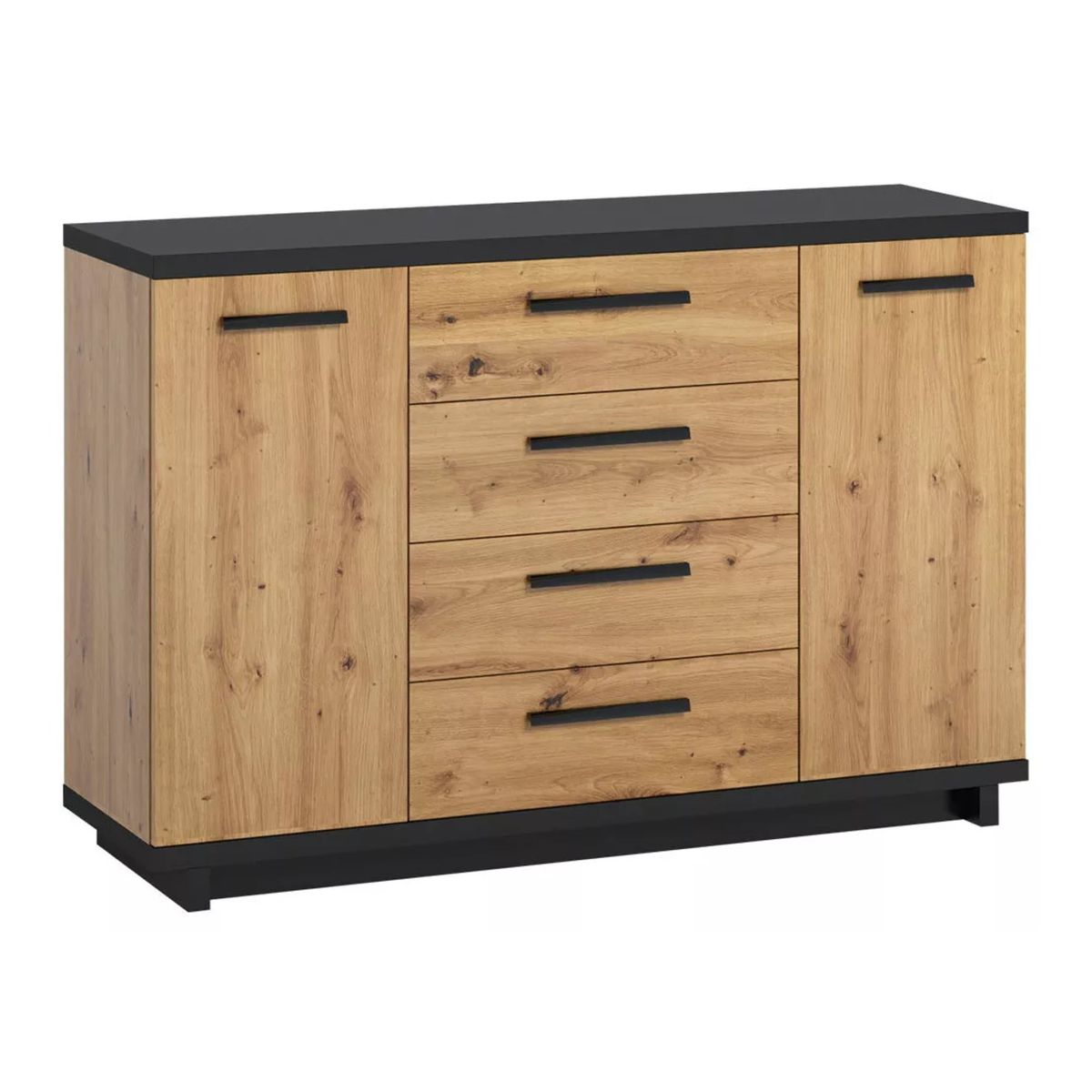 TU MESITA - Cómoda moderna 4 cajones 2 puertas Priscila color Duna/Negro TU MESITA