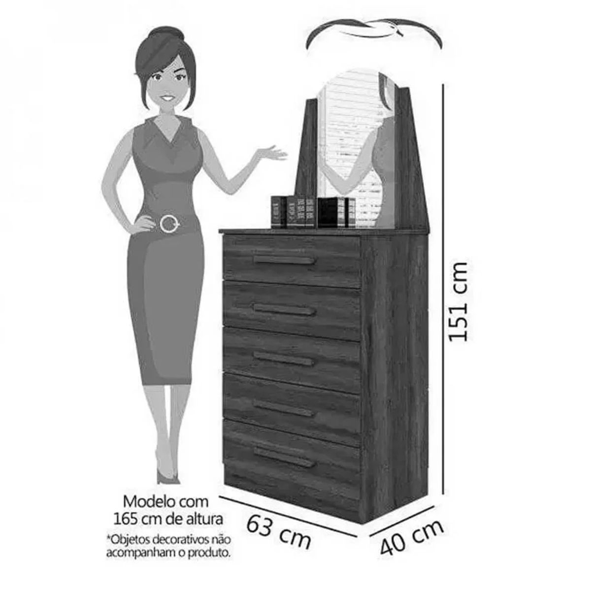 TU MESITA - Cómoda en Vertical con espejo Soledad color Blanco TU MESITA