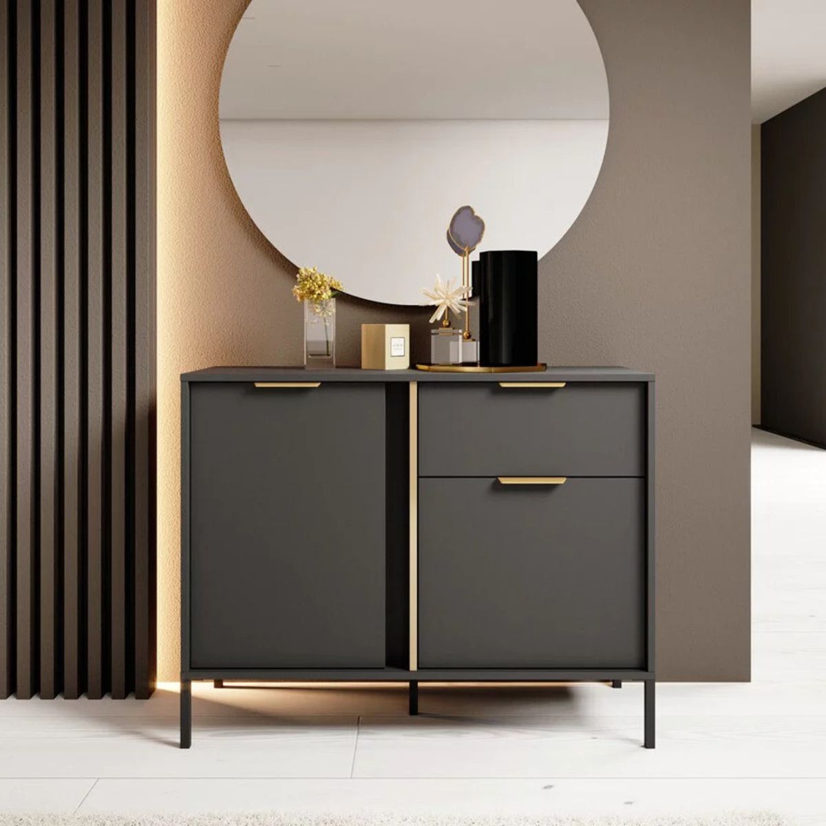 TU MESITA - Cómoda Moderna Ballarta 2 puertas 1 cajón TU MESITA color Negro