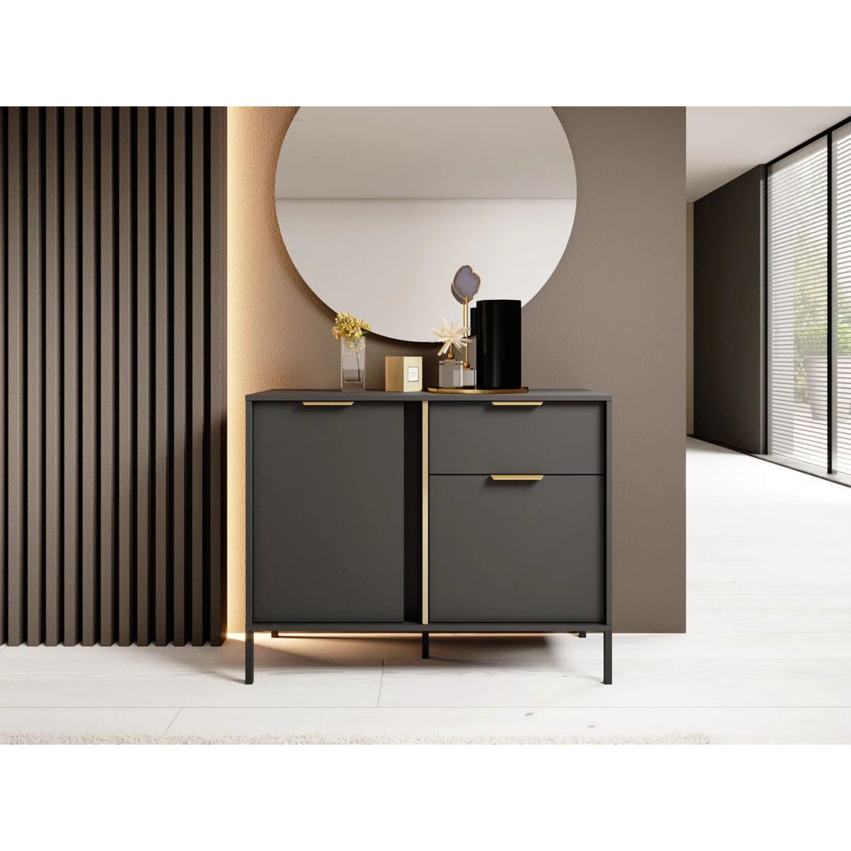 TU MESITA - Cómoda Moderna Ballarta 2 puertas 1 cajón TU MESITA color Negro