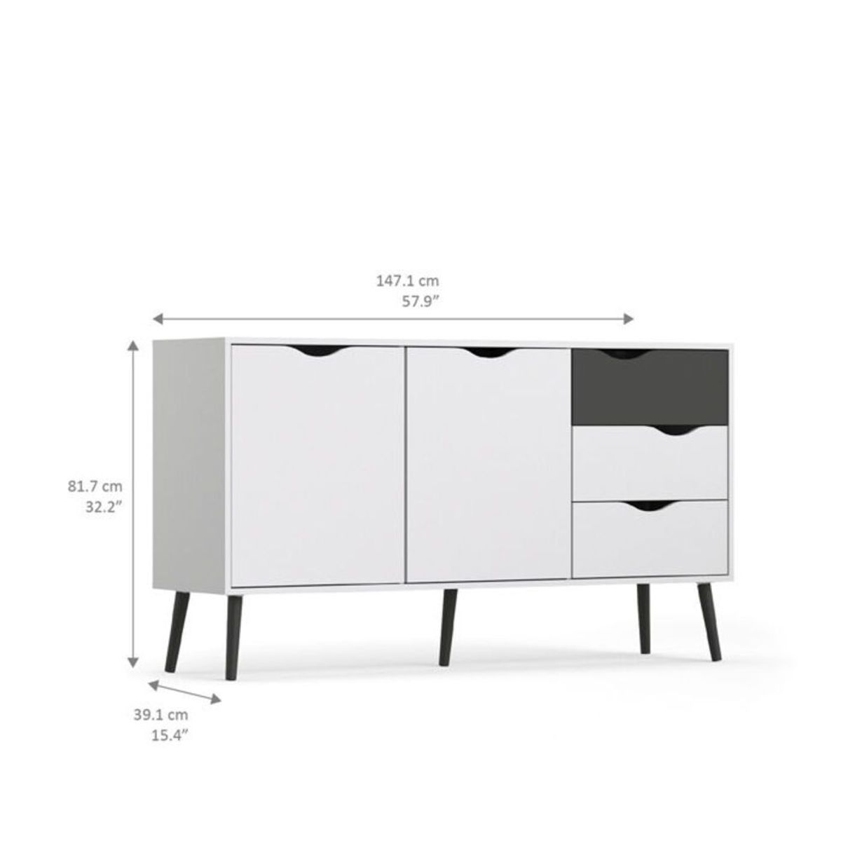 TU MESITA - Cómoda Larga Matilde 2 puertas 3 cajones TU MESITA