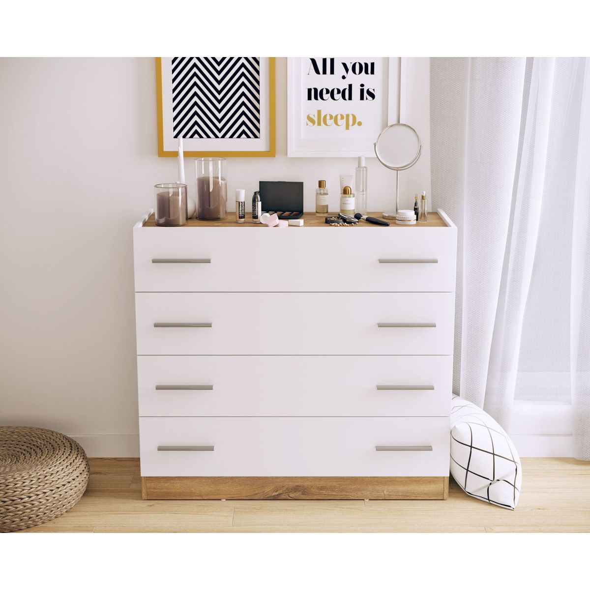 TU MESITA - Cómoda Moderna Isaura 4 cajones TU MESITA