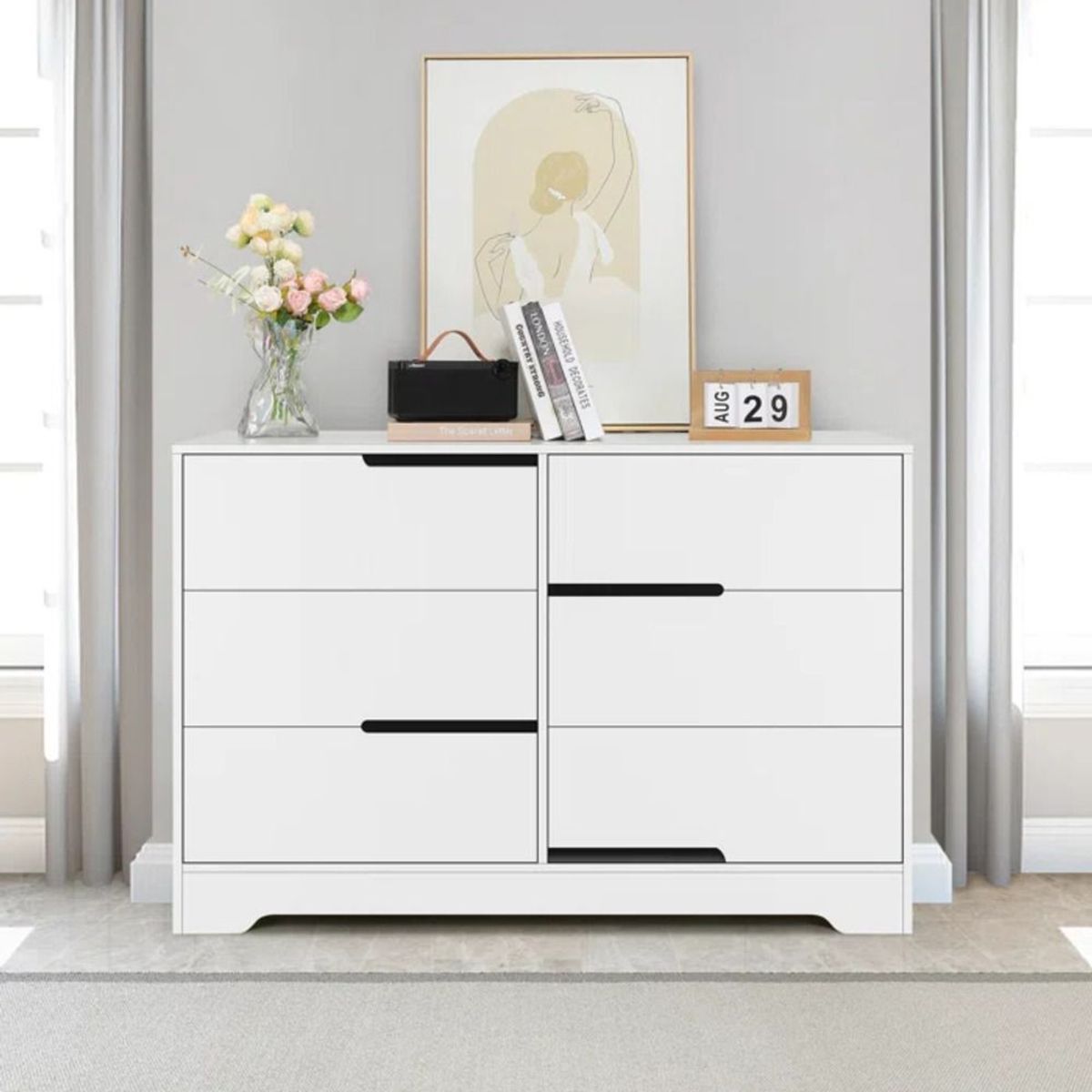 TU MESITA - Cómoda clásica 6 cajones Cinamon color Blanco TU MESITA