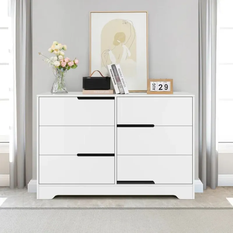 TU MESITA - Cómoda clásica 6 cajones Cinamon color Blanco TU MESITA