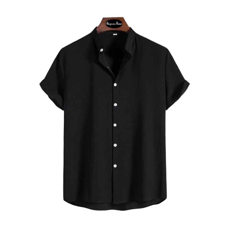 BENJAMIN RIVERO - Camisa seda hombre cuello mao slim