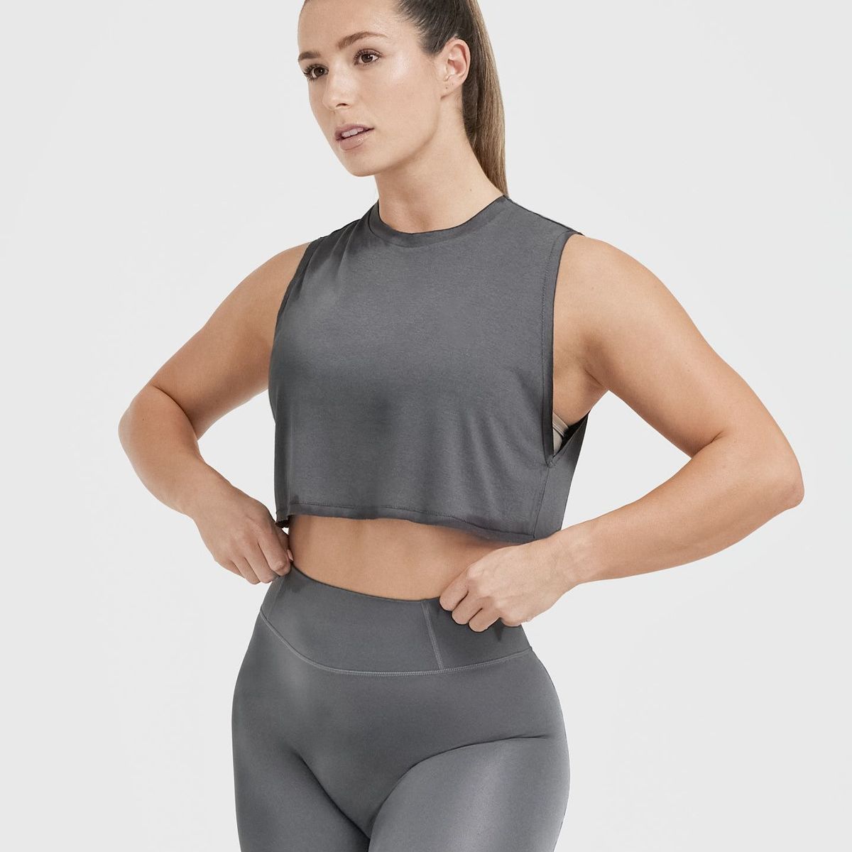 GENERICO - CROP TOP OVERSIZE SIN MANGAS GYM MUJER - TANK TOP OVERSIZE GYM MUJER