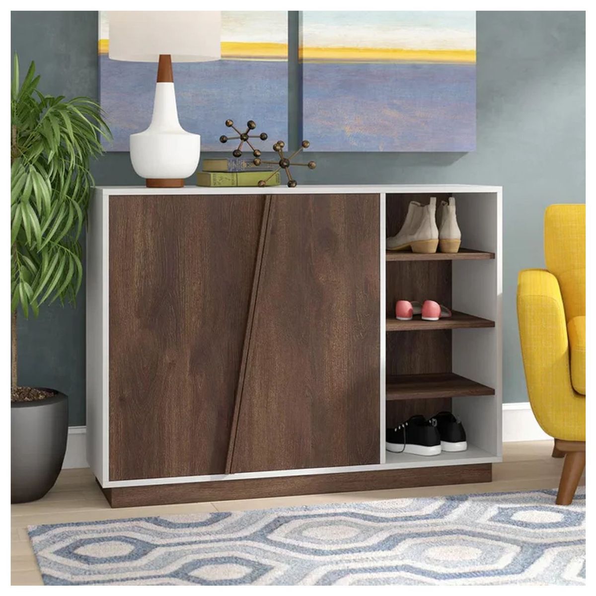 VENTITAS HOME - Zapatera Contemporánea Xunami Ventitas Home Blanco y Bellota