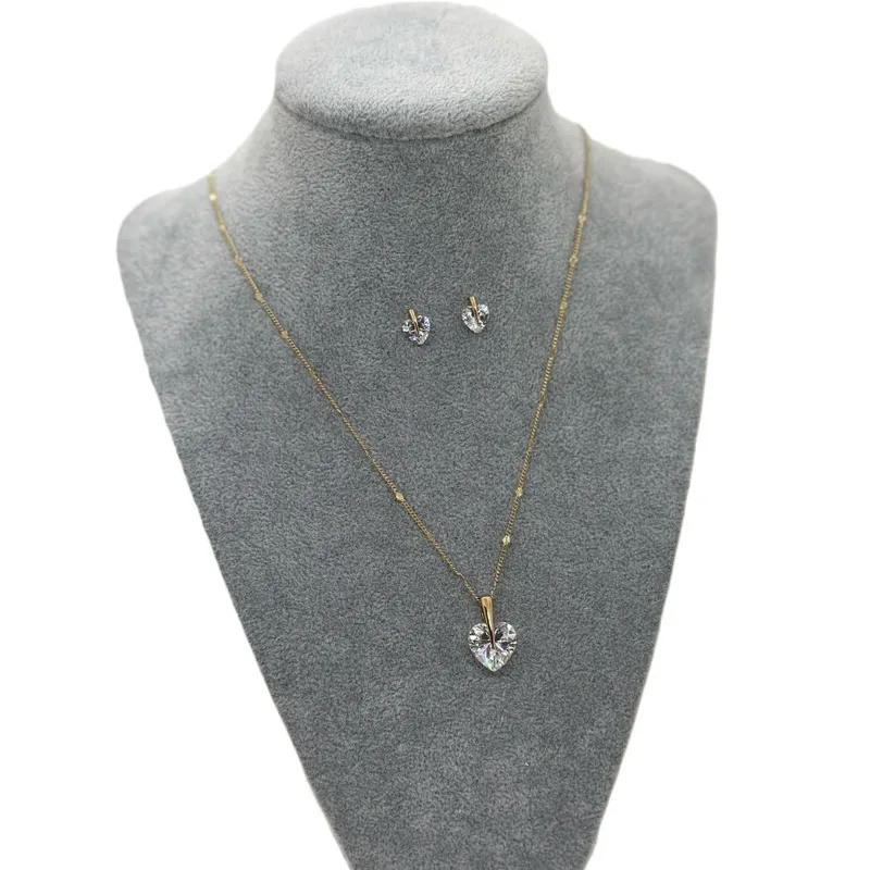 GENERICO - SET CORAZÓN DIAMANTE INOXIDABLE TRIPLE BAÑO