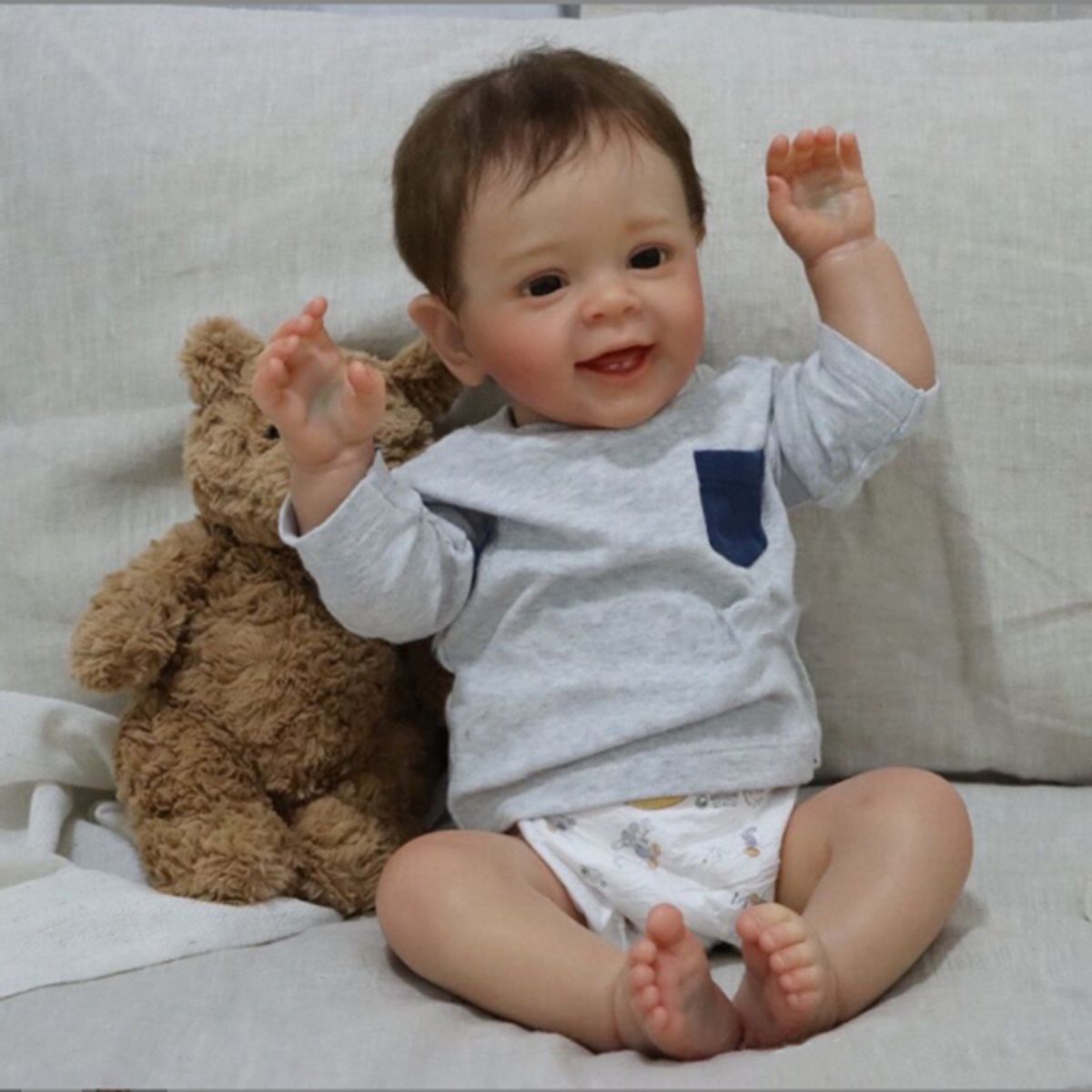 GENERICO - Muñeca - muñeca reborn - sonrisa curada - Cuerpo de algodón - 60 cm