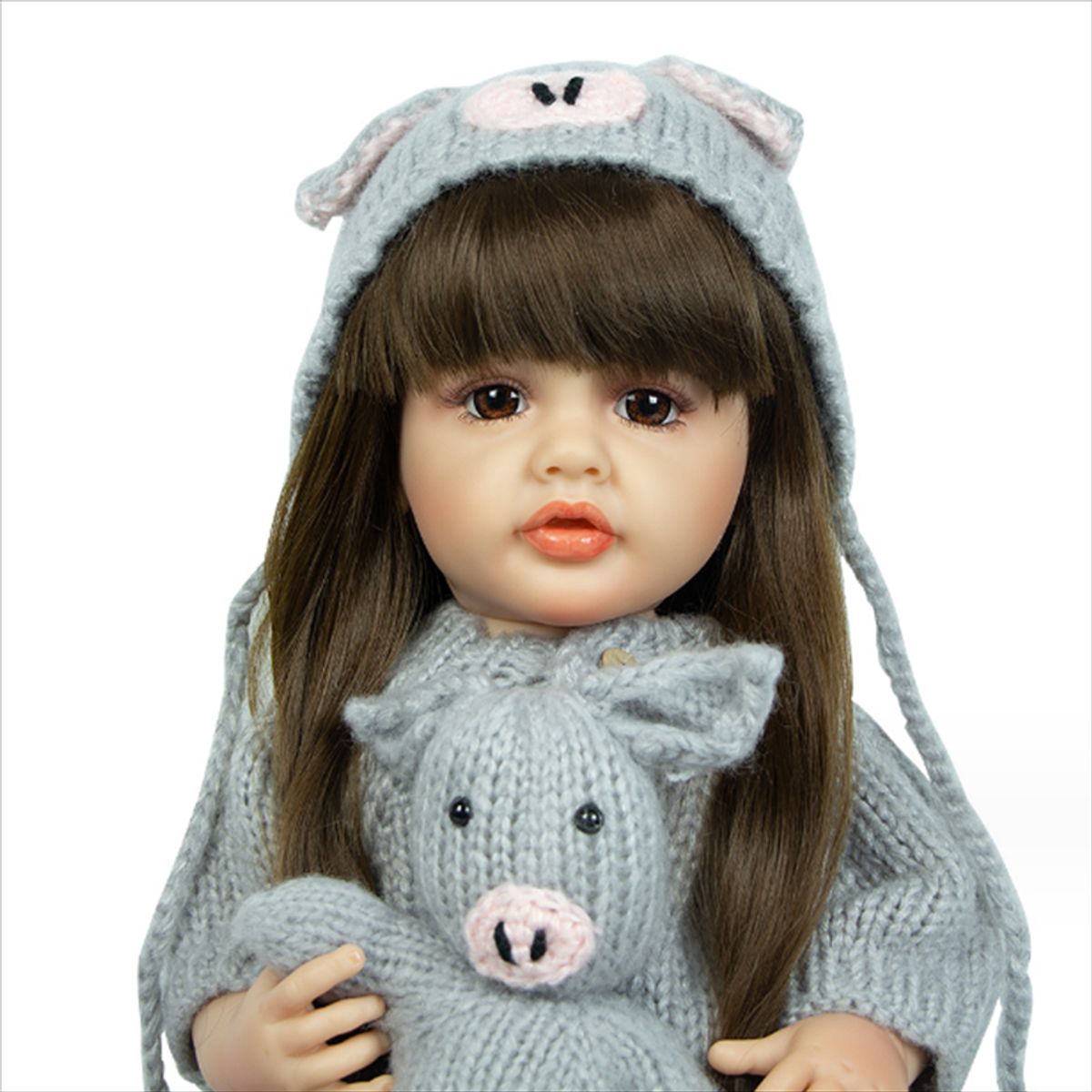 GENERICO - Muñeca - muñeca reborn - bebé  - niña de pelo largo - 55cm