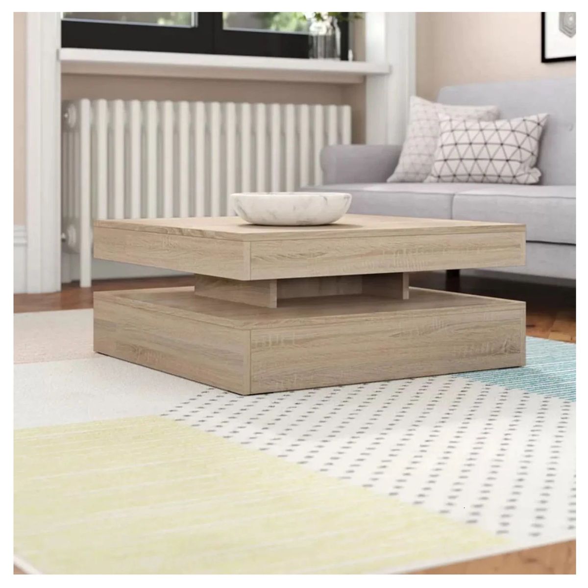 TU MESITA - Mesa de Centro Moderna Lusail Color Roble TU MESITA