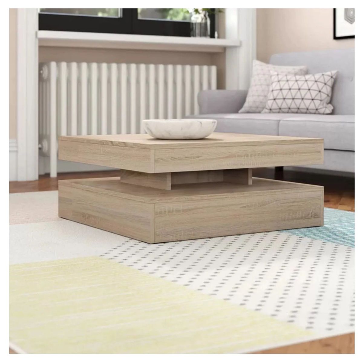 TU MESITA - Mesa de Centro Moderna Lusail Color Roble TU MESITA