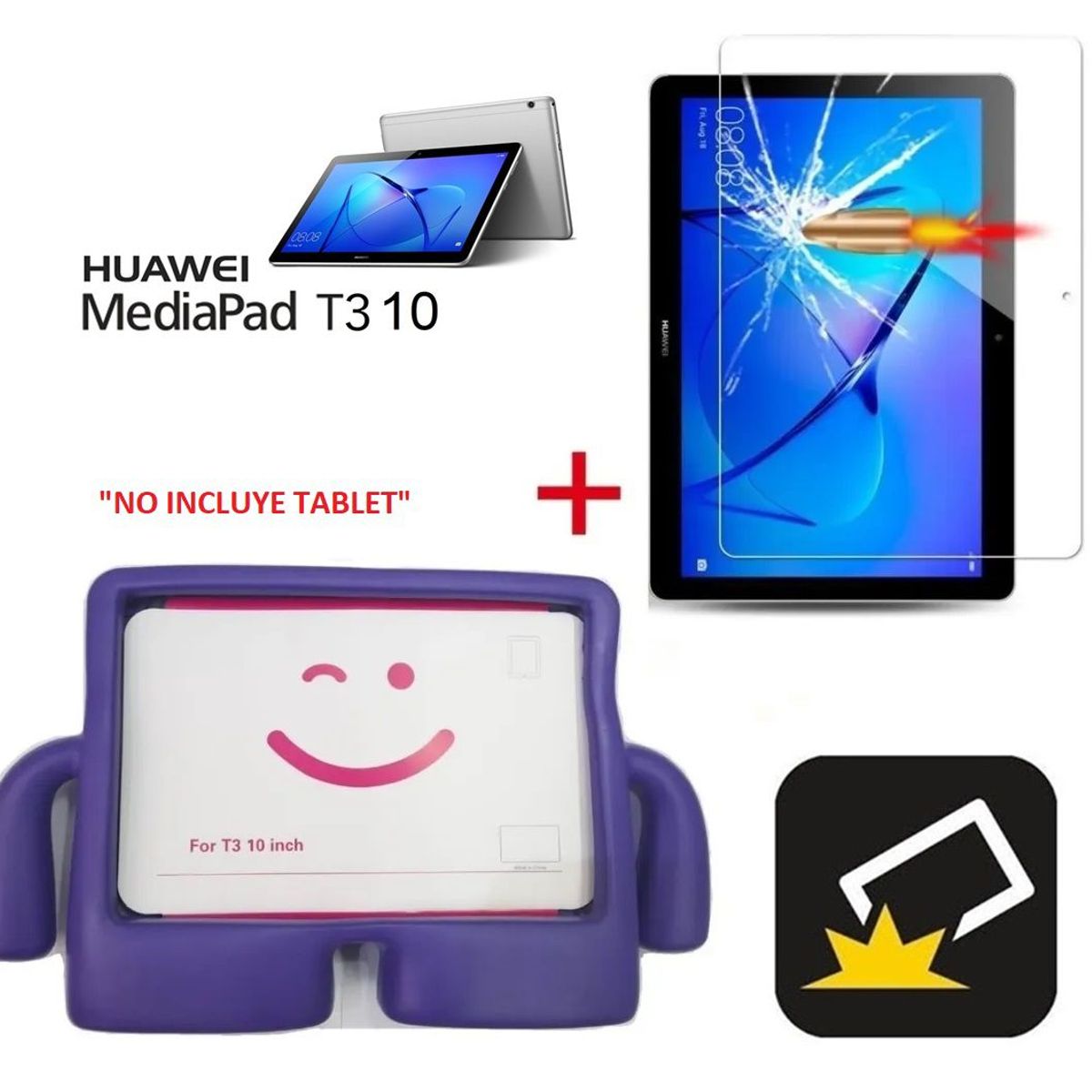 GENERICO - Funda Case Niños + Mica de Vidrio para Huawei MediaPad T3 10 Protector