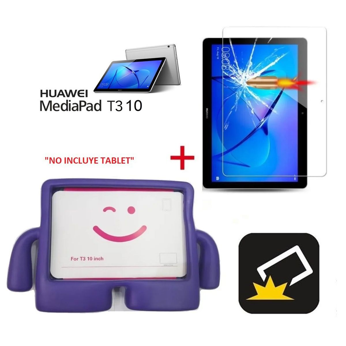 GENERICO - Funda Case Niños + Mica de Vidrio para Huawei MediaPad T3 10 Protector