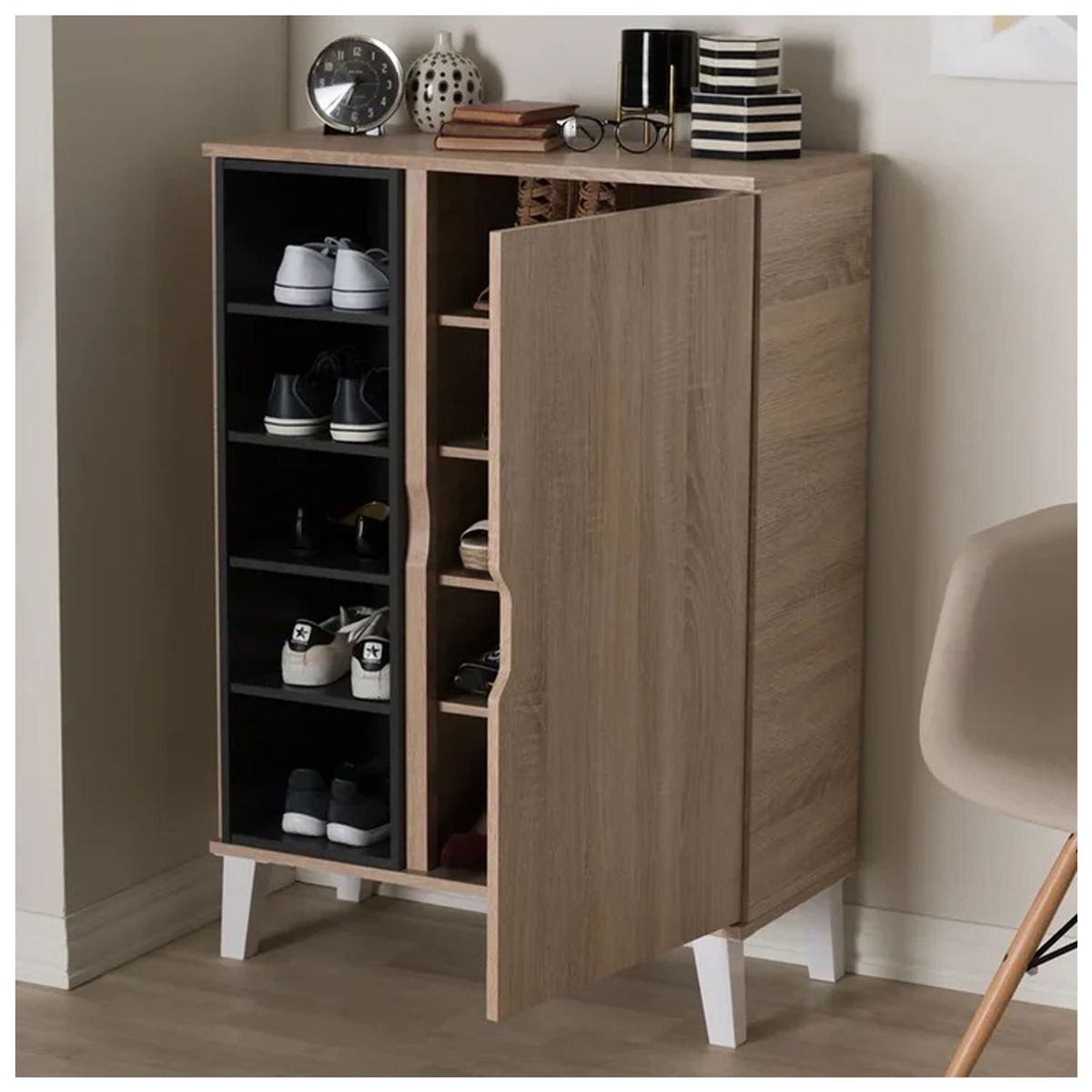 VENTITAS HOME - Zapatera Nórdica Adele Ventitas Home Rovere y Negro