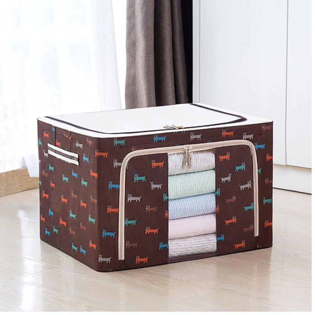 GENERICO - Caja de Almacenamiento Multifuncional Plegable 66 Litros Marron