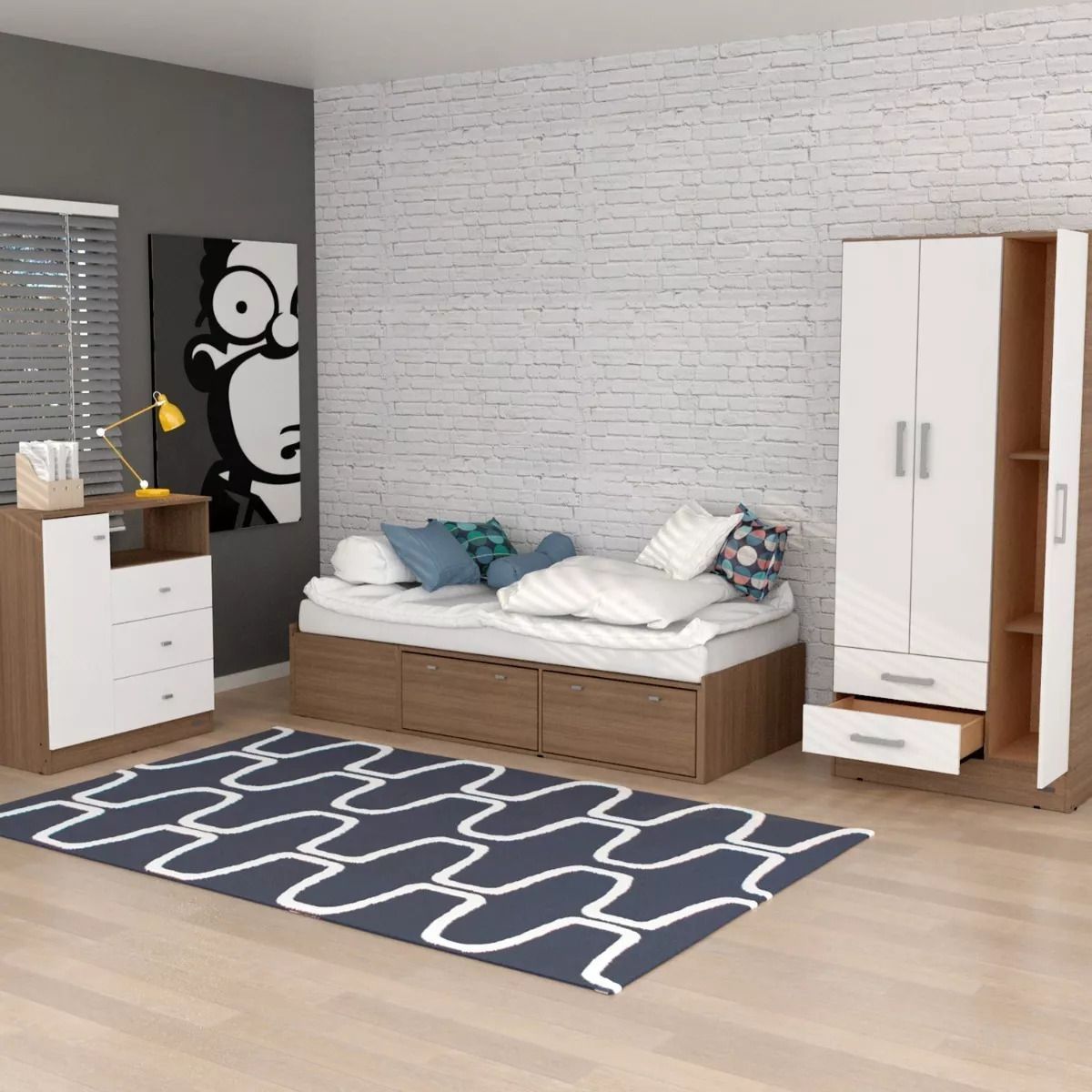 TU MESITA - Cómoda Moderna Luxury 1 puerta 3 cajones TU MESITA