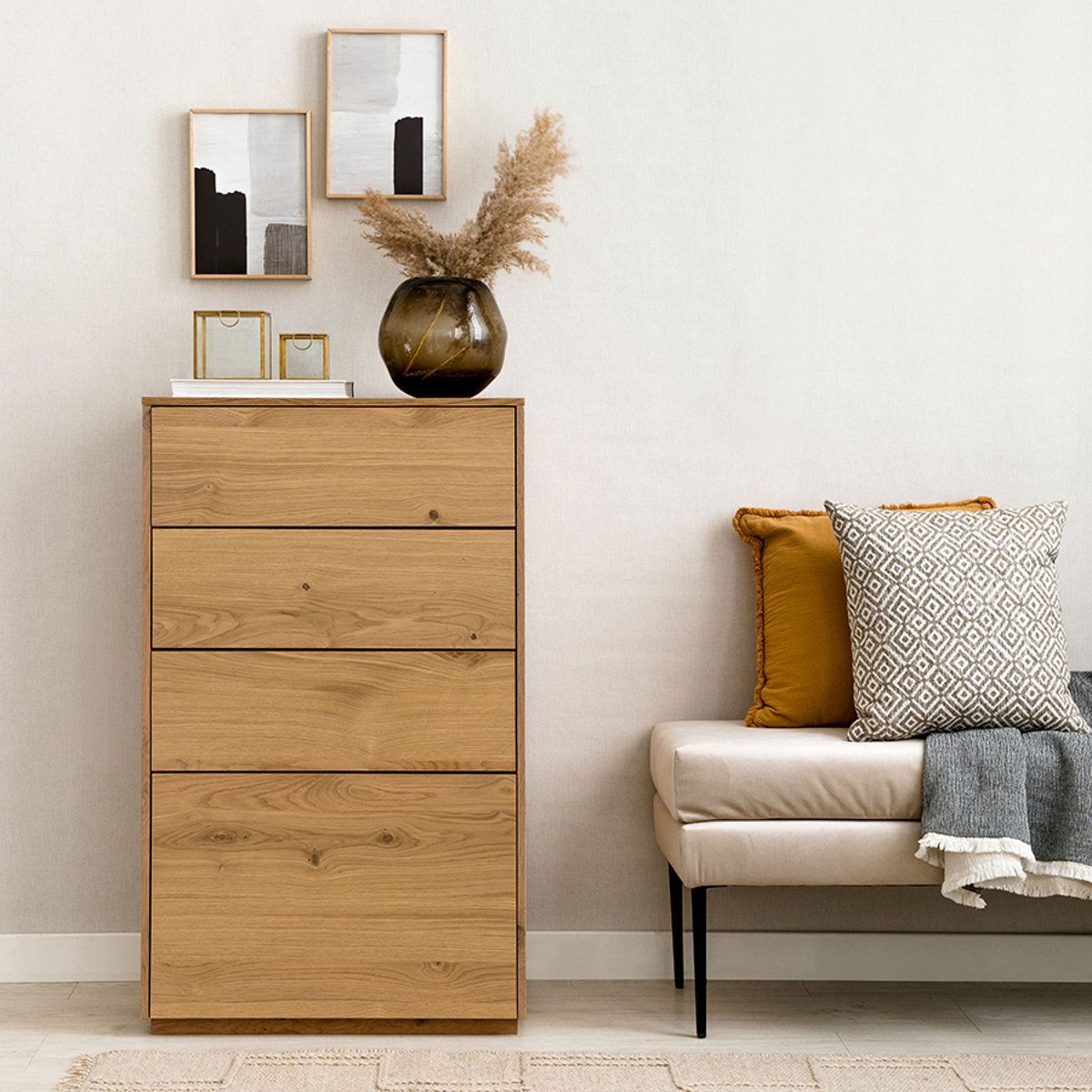 TU MESITA - Cómoda Alta Veracruz 4 cajones color Natural TU MESITA