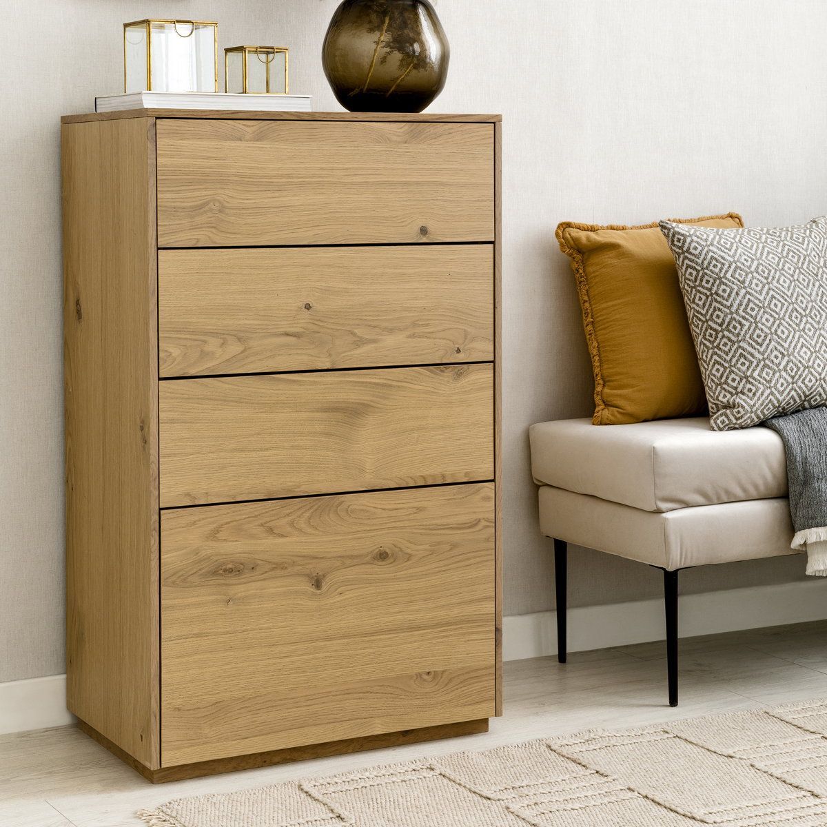 TU MESITA - Cómoda Alta Veracruz 4 cajones color Natural TU MESITA