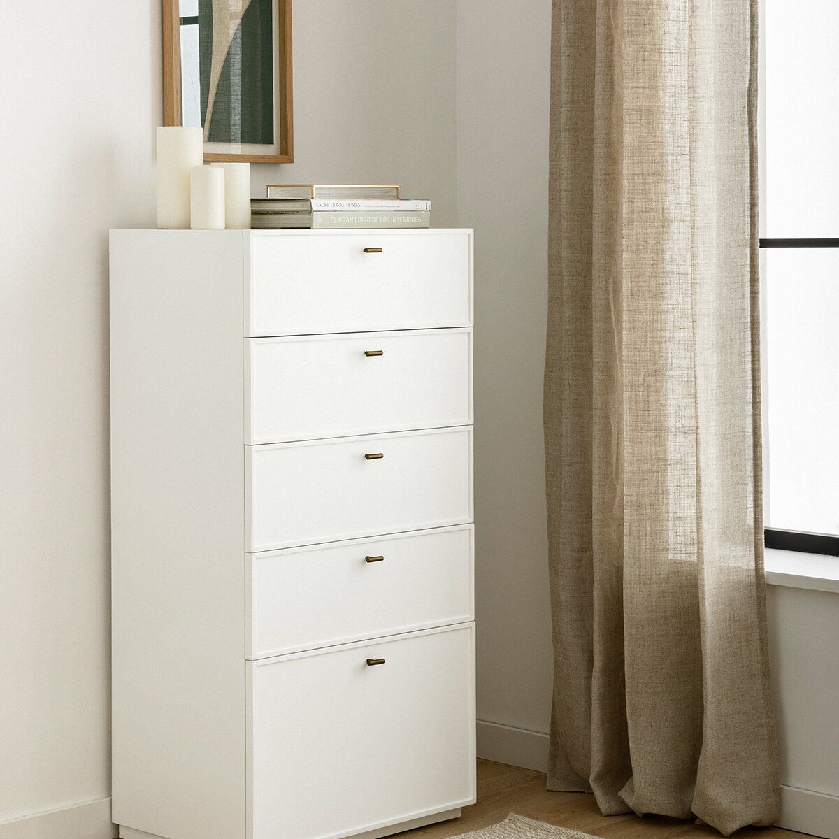 TU MESITA - Cómoda Alta Canton 5 cajones color Blanco TU MESITA