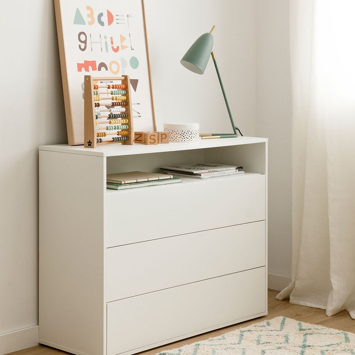 TU MESITA - Cómoda Juvenil 3 cajones Budapest color Blanco TU MESITA