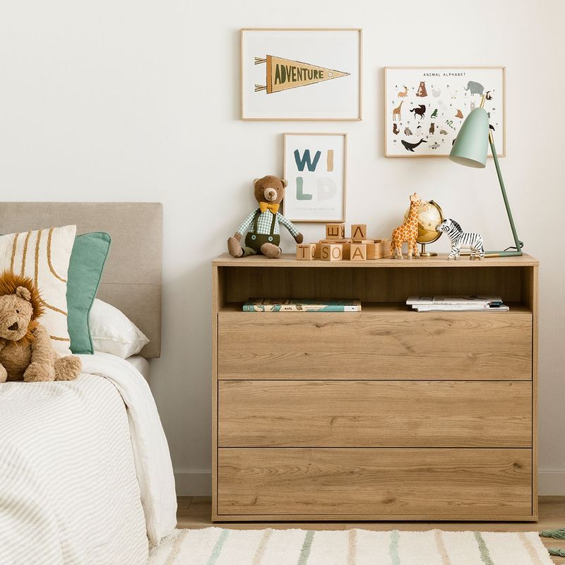 TU MESITA - Cómoda Juvenil 3 cajones Budapest color Macadamia TU MESITA