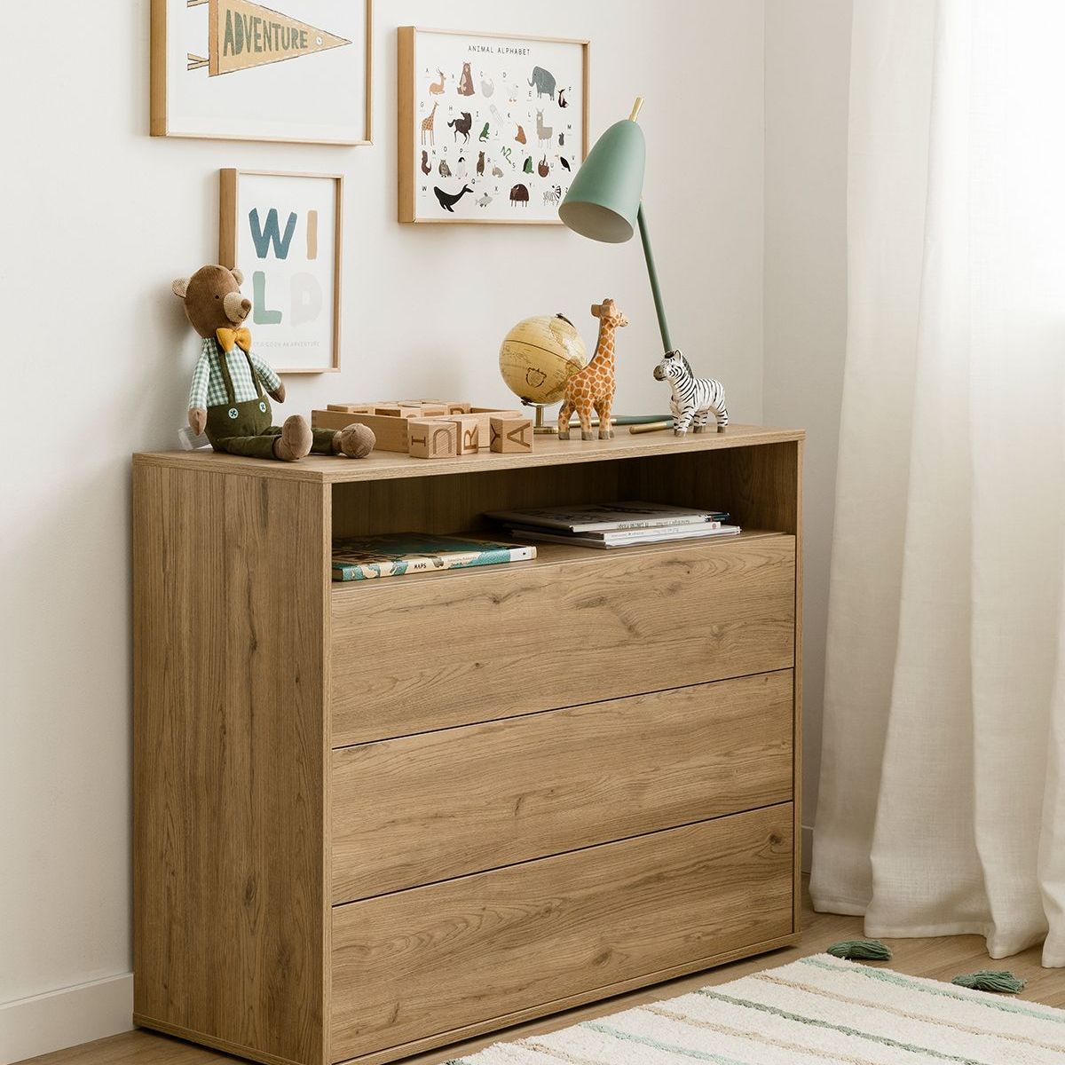 TU MESITA - Cómoda Juvenil 3 cajones Budapest color Macadamia TU MESITA