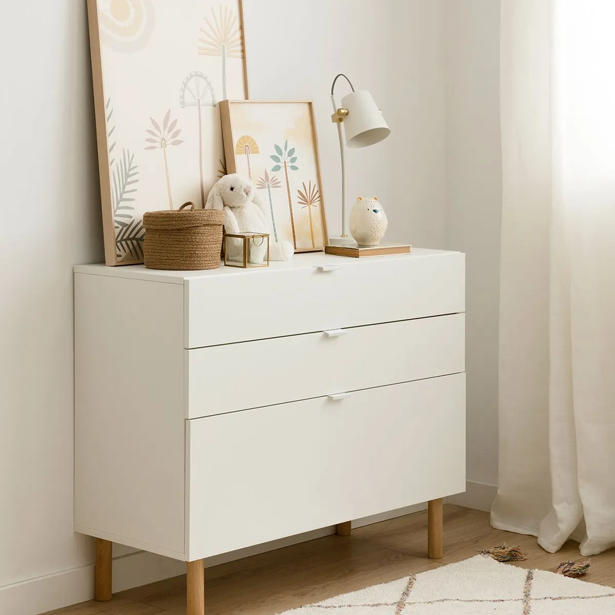 TU MESITA - Cómoda Infantil 3 cajones Varsovia color Blanco TU MESITA