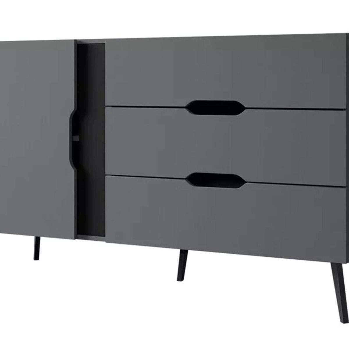 TU MESITA - Cómoda Moderna Juvenil Macabi color Gris/Negro TU MESITA