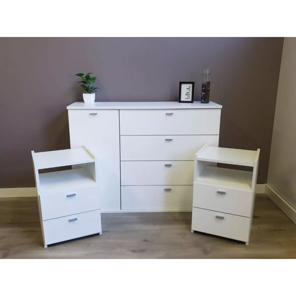 TU MESITA - Cómoda Clásica 4 cajones 1 puerta Dakar color Blanco TU MESITA