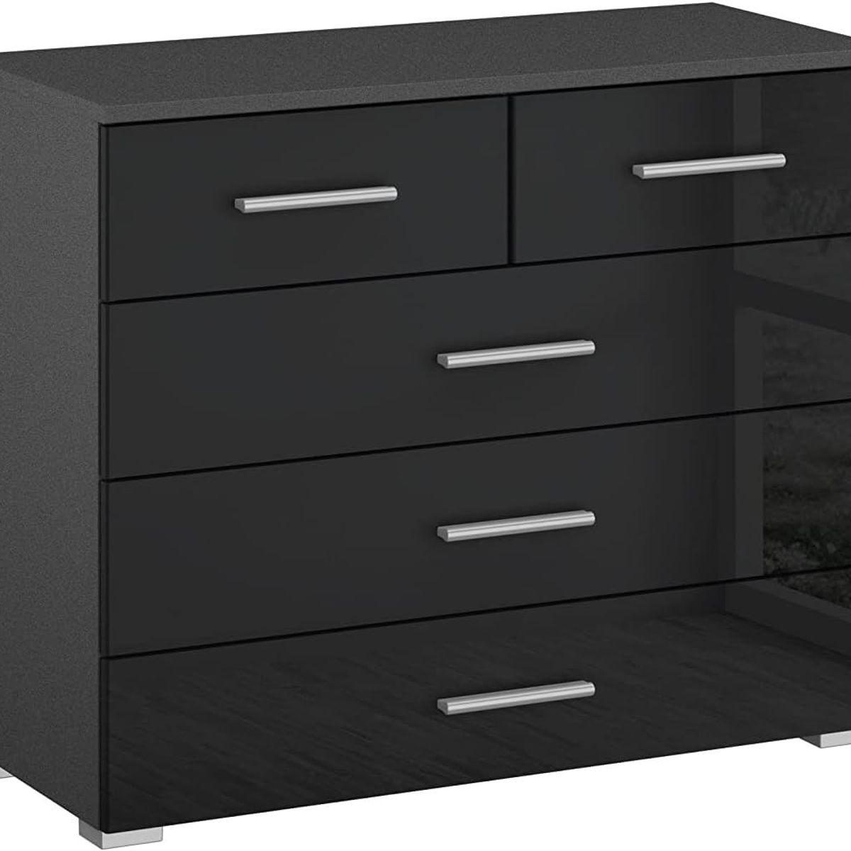 TU MESITA - Cómoda Clásica 5 cajones Alanis color Negro TU MESITA