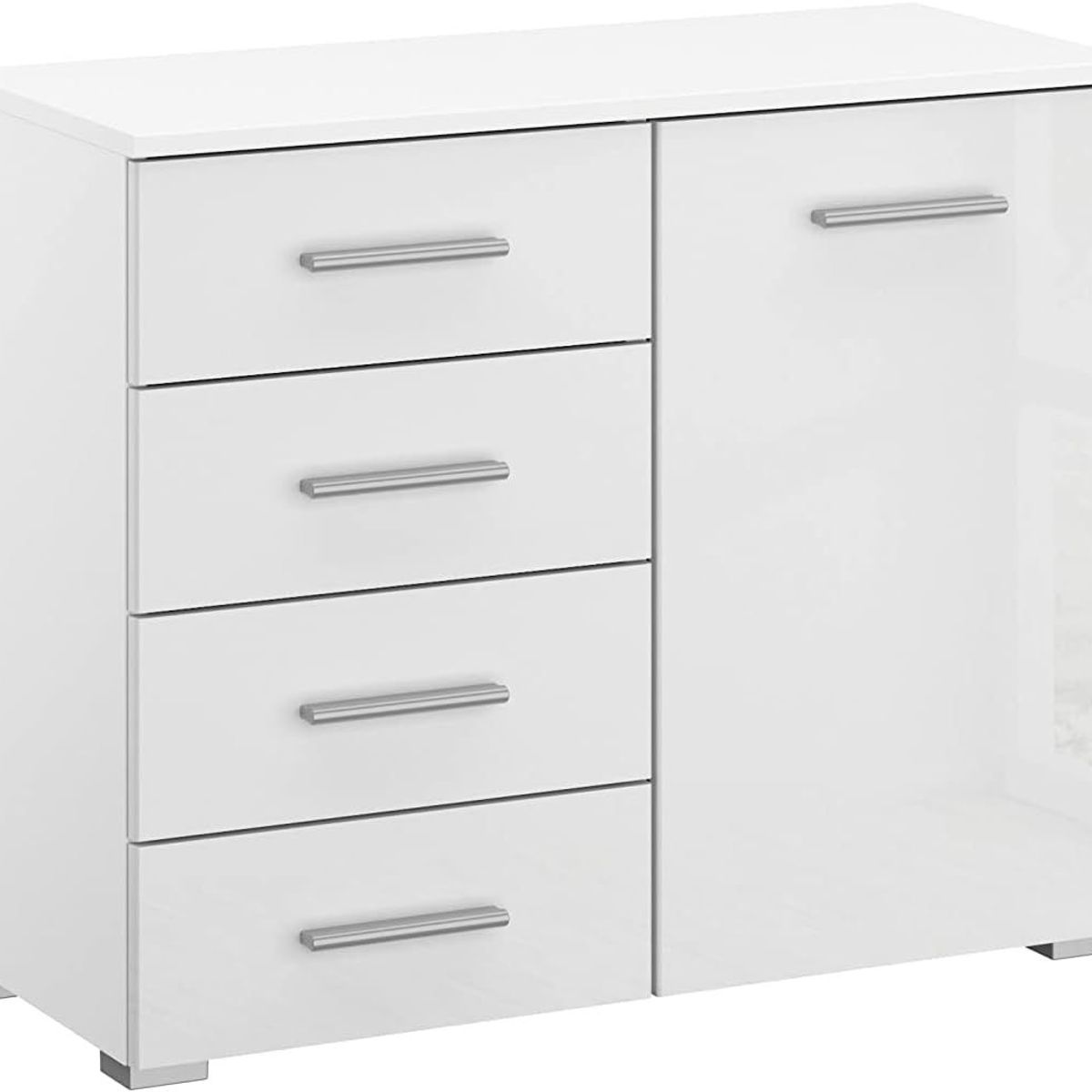 TU MESITA - Cómoda Clásica 4 cajones 1 puerta Morriset color Blanco TU MESITA