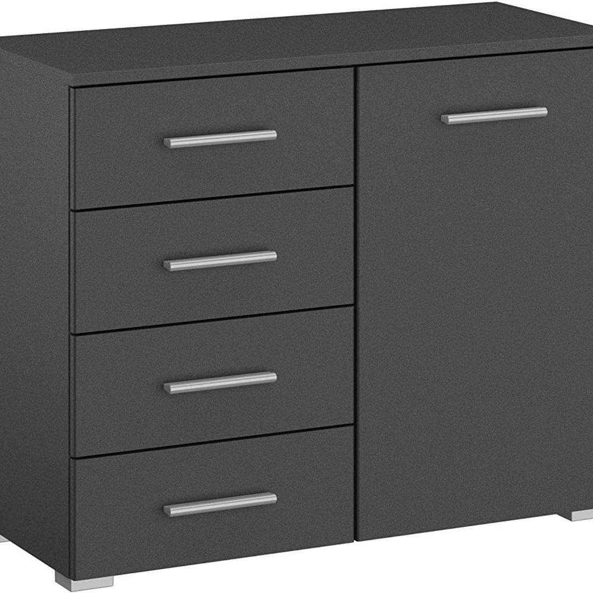 TU MESITA - Cómoda Clásica 4 cajones 1 puerta Morriset color Negro TU MESITA