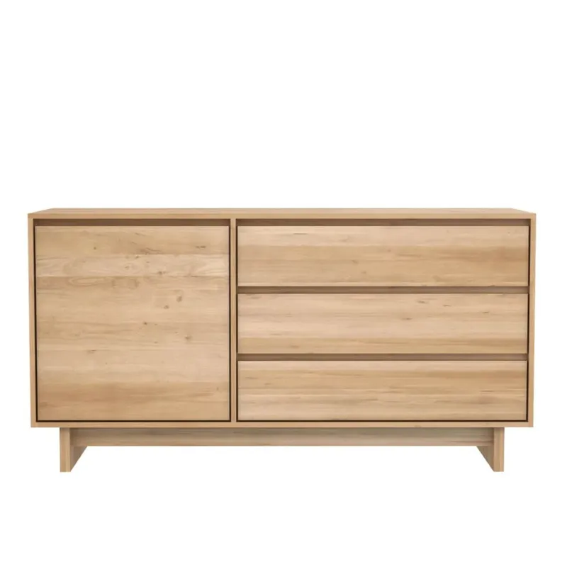 TU MESITA - Cómoda Rústica 3 cajones 1 puerta Mirella color Roble TU MESITA